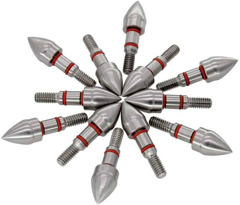 

Maifield Stainless Steel Archery Field Points Easy Pull Outside Diameter 11/32" Bullet Shape,100 Grain Screw in Archery Field