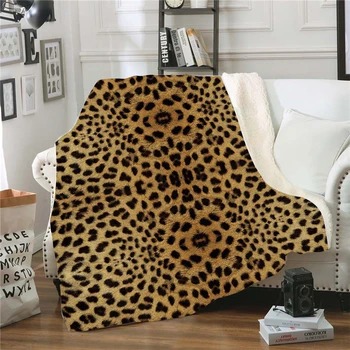 

Leopard Blanket for Sofa Bed Soft Plush Fluffy Fleece Blankets Adults Children Home Travel Warm Cover Blanket