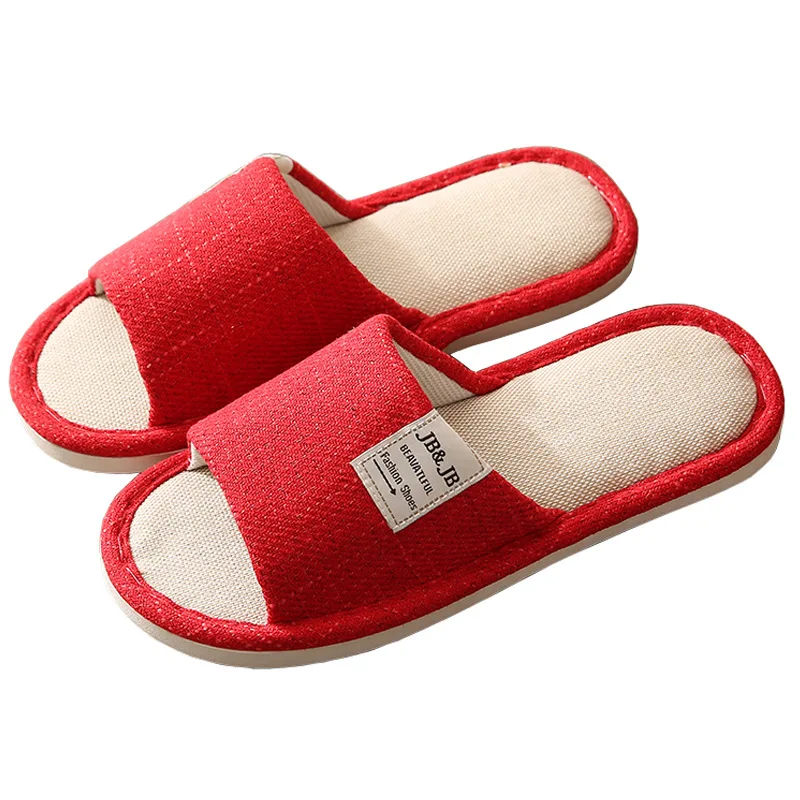 Тапки льняные для мужчин и женщин Нескользящие хлопок всесезонные домашние