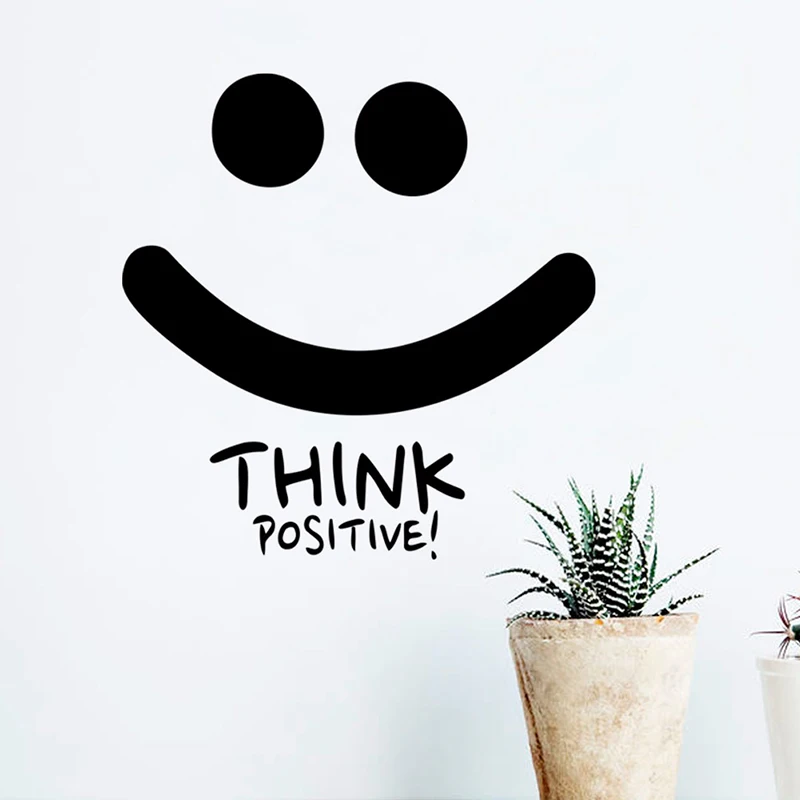 Think Positive Smile Wall Decals Motivation Quotes Inspiration Wall Stickers For Home Decor Bedroom Removable Office Art Poster