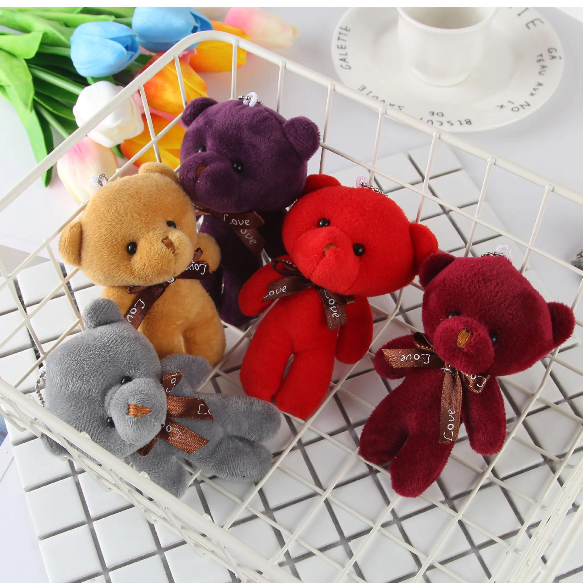 Kawaii Teddy Bear Keychain Plush Toy Stuffed Cute Animal Mini Bear Plush Doll Pendant Bag Accessories 4