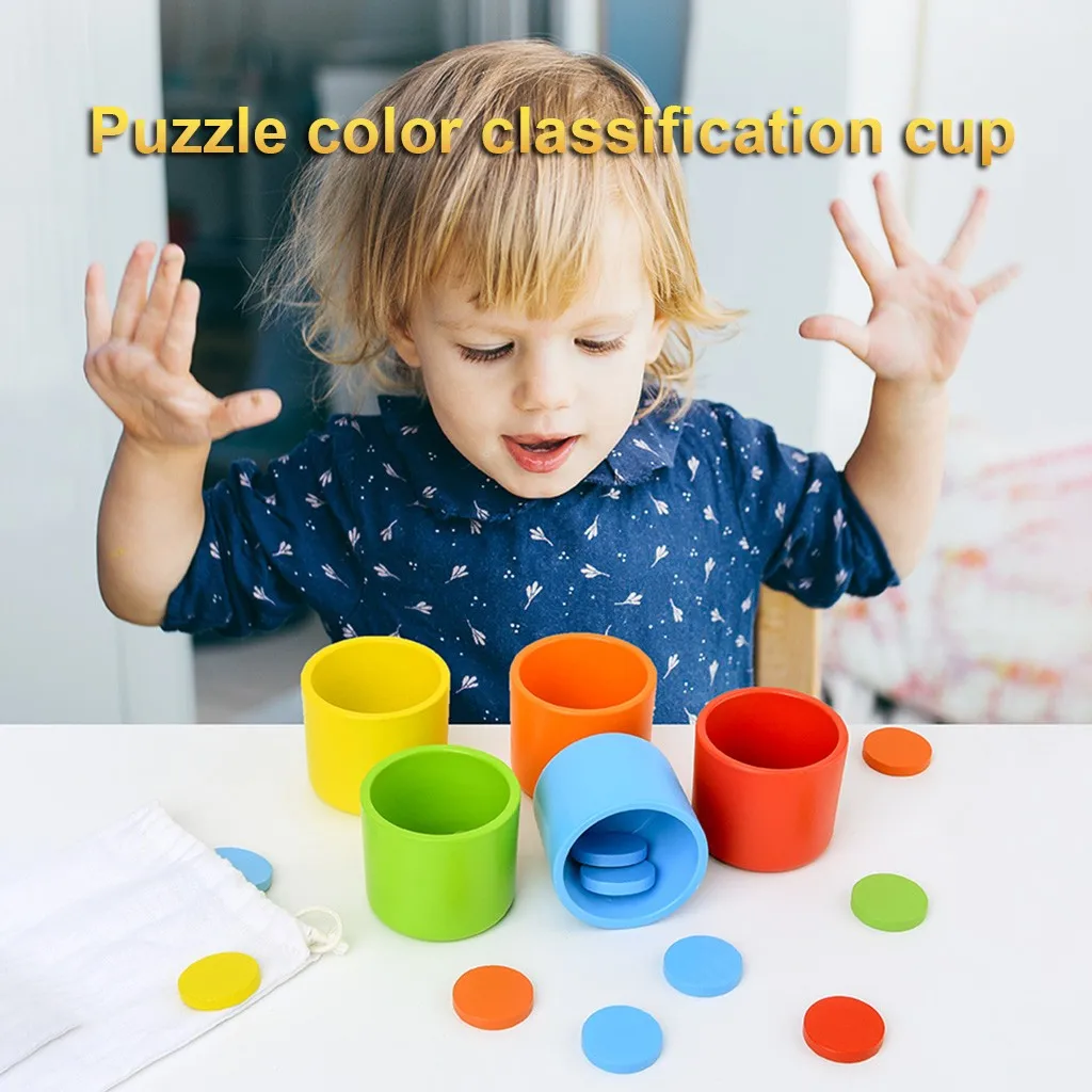 Образование для детей, деревянные Обучающие цвета, соответствующие чашки, Обучающие наборы, кубики для обучения, детские игрушки для младенцев, рождественские подарки# g4