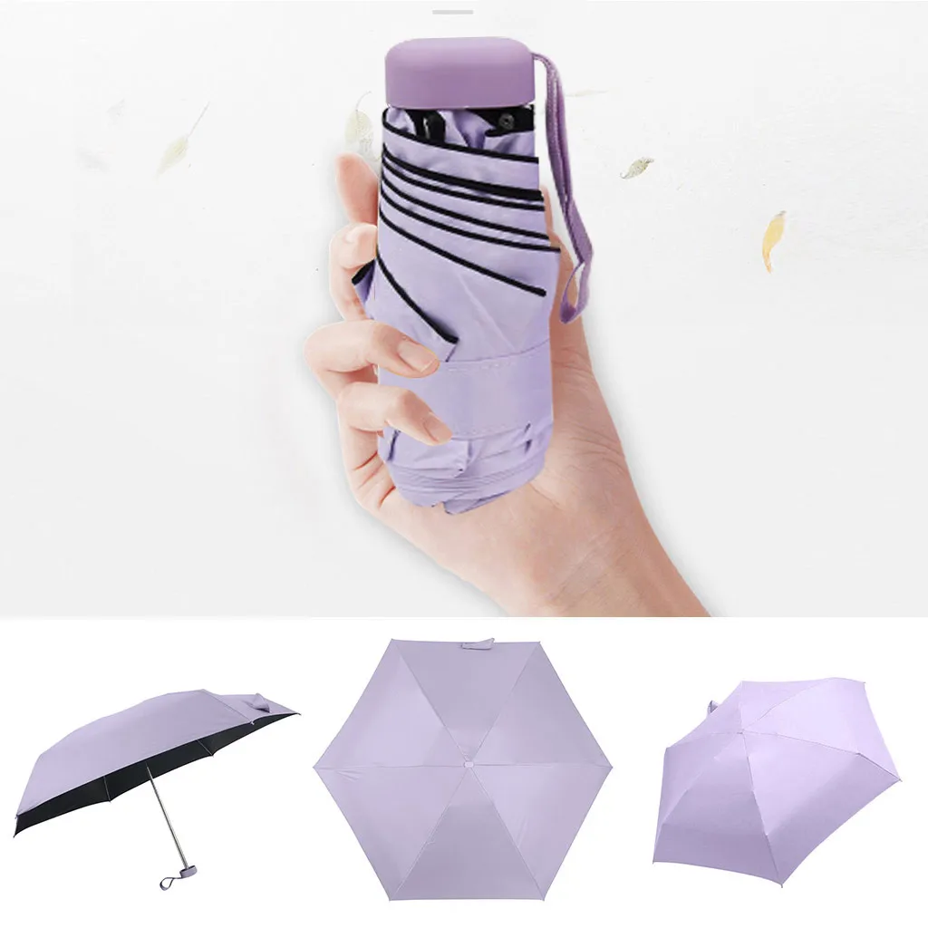 Женский роскошный легкий зонт черное покрытие зонтик 5 раз солнце дождь зонт унисекс для путешествия, портативный карманный мини-зонтик YL