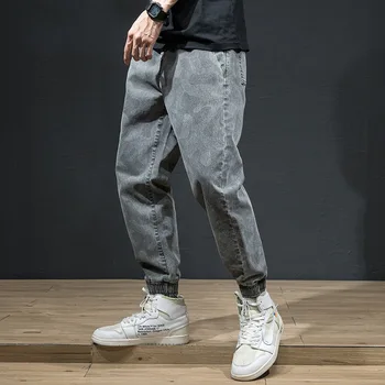 

Fashion Streetwear Men Jeans Loose Fit Fray Camouflage Cargo Pants Military Style Harem Trousers Korean Hip Hop Jogger Jeans Men