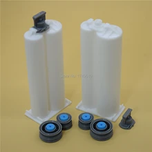

2pcs 50ml 1:2 Cartridge Empty Double-Barrel Tube Set with Sealing Pistons for 50ml 1:2 AB Glue Gun Dispenser Applicator Tool