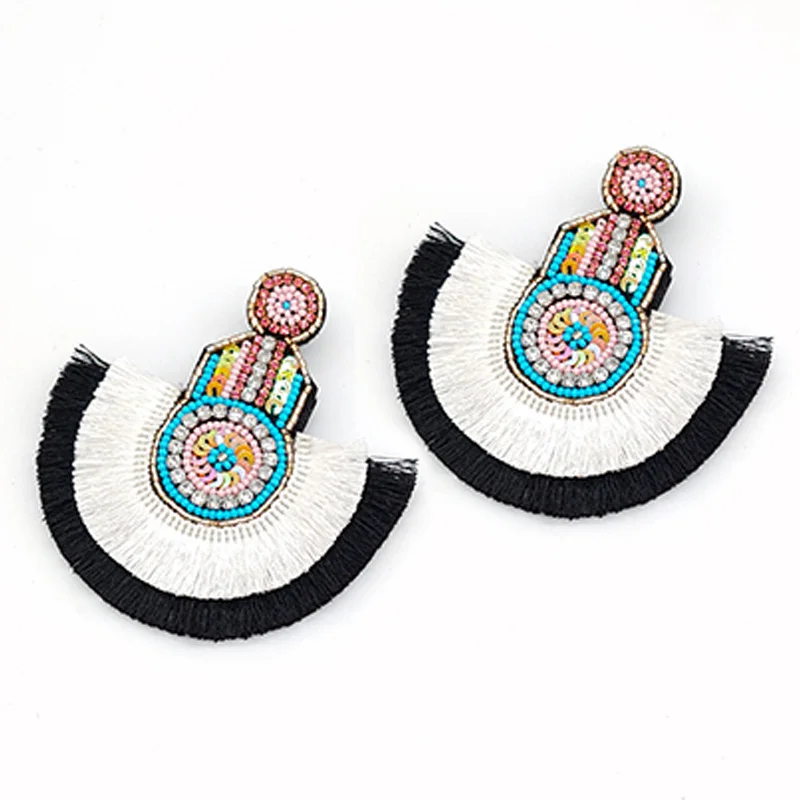 2019 Fashion Crystal Eyes Fringed Drop Dangle Earrings for Women Boho Luxury Bling Tassel Earrings Jewelry Dropshipping Yellow Green Blue (4)