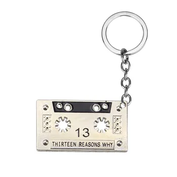 

FREE SHIPPING BY DHL 100pcs/lot 2019 Thirteen Reasons Why Metal Vintage Audio Tape Keychains Cassette Tape Keyrings