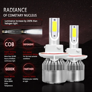 

LED 2pc H1 H7 H11 H4 COB Headlight Hi/Lo H3 H8 HB1 HB3 HB4 HB5 2x55W HIR2 H13 H16 H27 Car Head Lamp Bulbs 6000K C6 Fog light