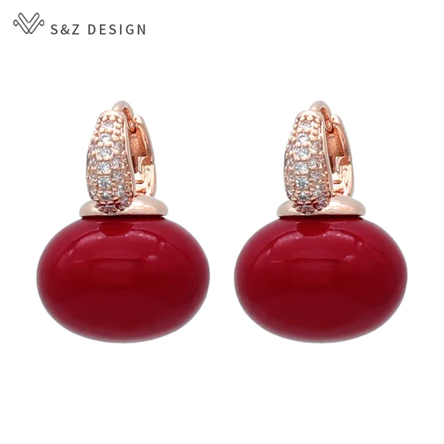 S & Z DESIGN nouvelle mode pain rond grande perle boucles d'oreilles pour les femmes bijoux de mariage cadeau tempérament cubique zircone Eardrop