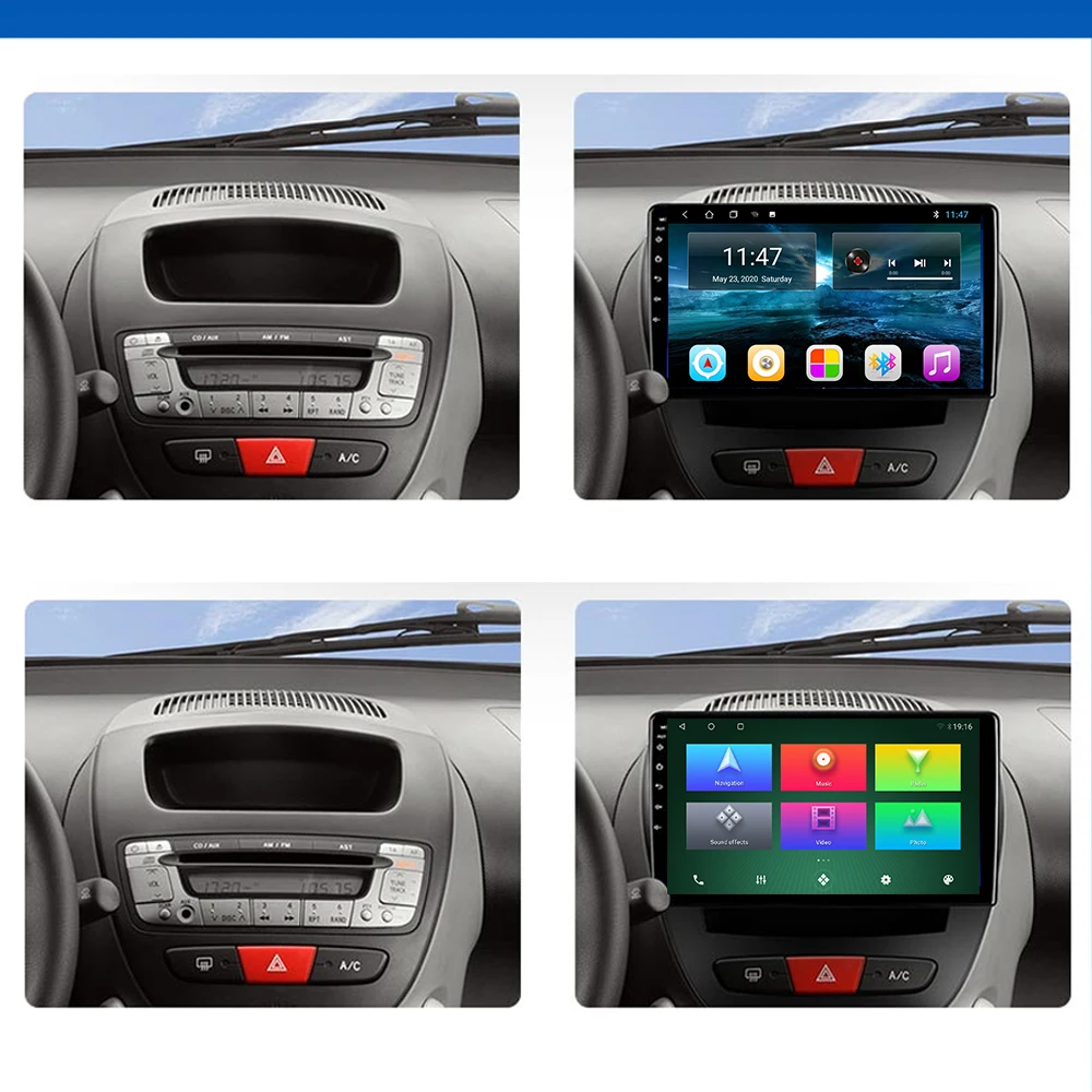 16G,Citroen c1 Android 10 Auto-GPS-Navigation Autoradio Multimedia-Player Autoradio Stereo-Navigation für Peugeot 107 / Toyota Aygo/Citroen C1 2005-2014 WIFI 1G 