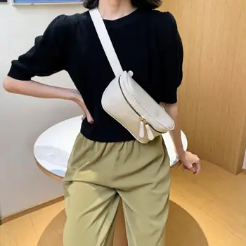 

Mini Retro Women's Chest Bags 2020 Casual Lady Crossbody Messenger Shoulder Waist Bag Soft PU Leather Female Flap Solid Handbag