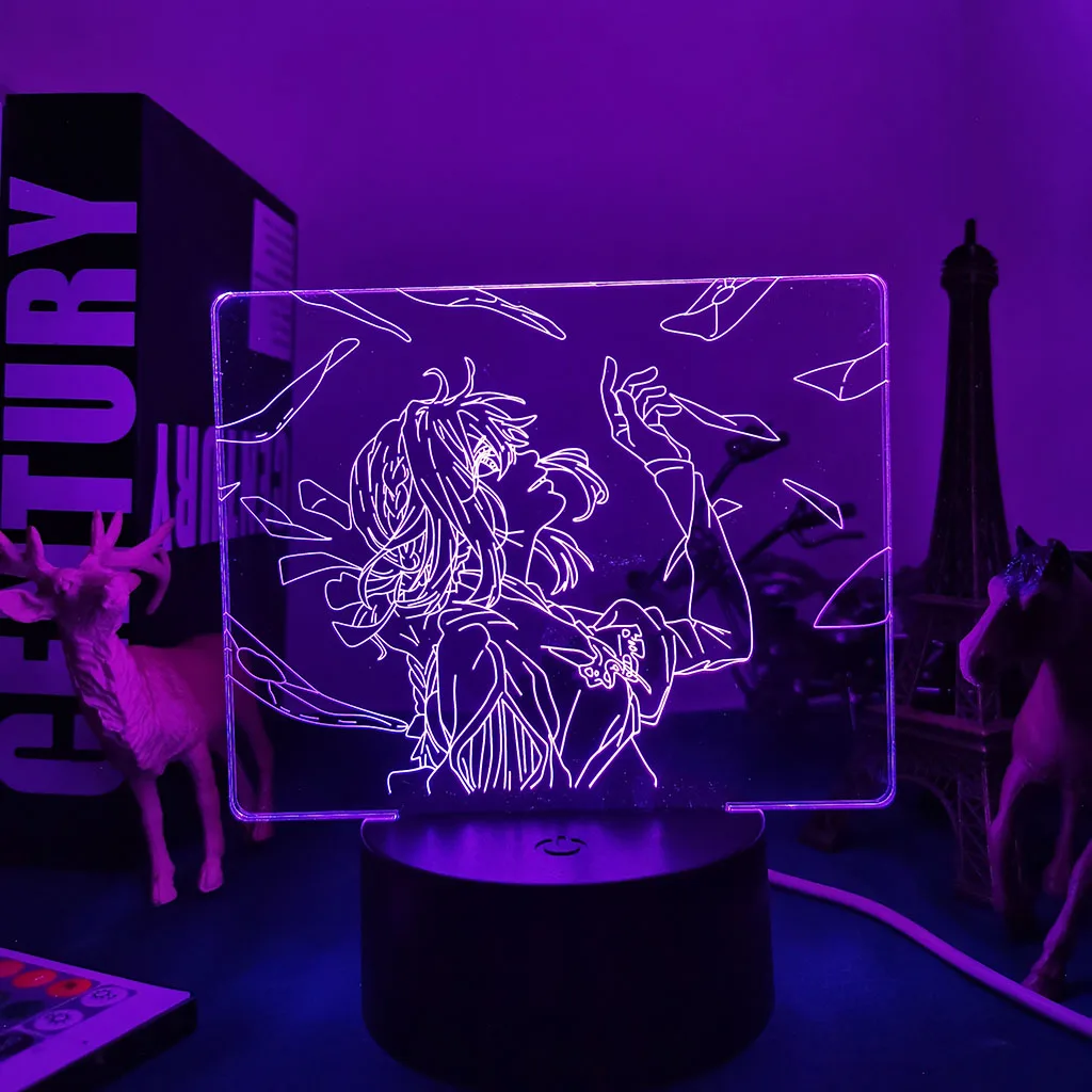 Anime Led Light Violet Evergarden for Bedroom Decor Night Light Birthday Gift Kids Room 3d Desk Lamp Manga Violet Evergarden red night light