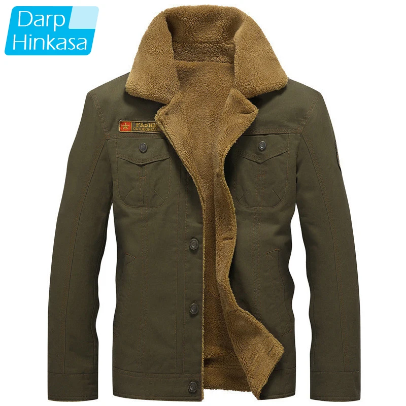 Pilot Jacket Air-Force Army Tactical Fleece Winter Men Fur-Collar Warm DARPHINKASA