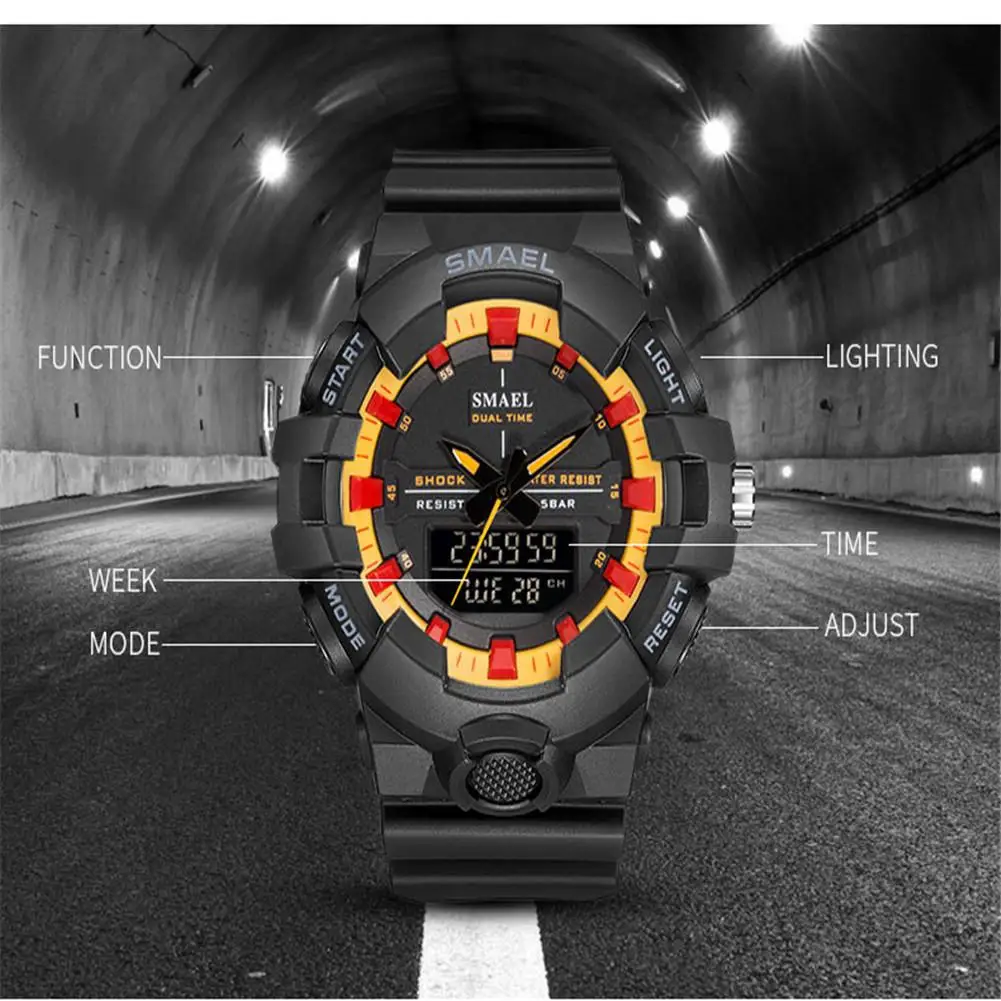 HobbyLane SMAEL для мужчин Многофункциональный Будильник Секундомер noctillucence кварцевые двойной дисплей электронные часы(с коробкой