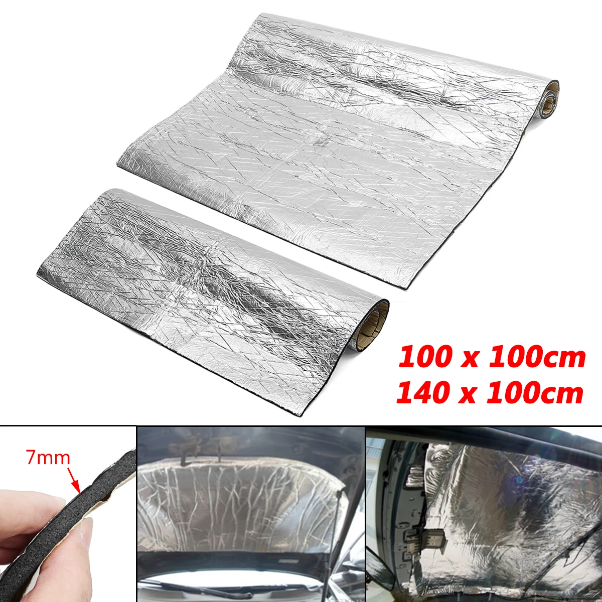 Aluminum Car Hood Insulation Sound Deadener Heat Shield Thermal Noise