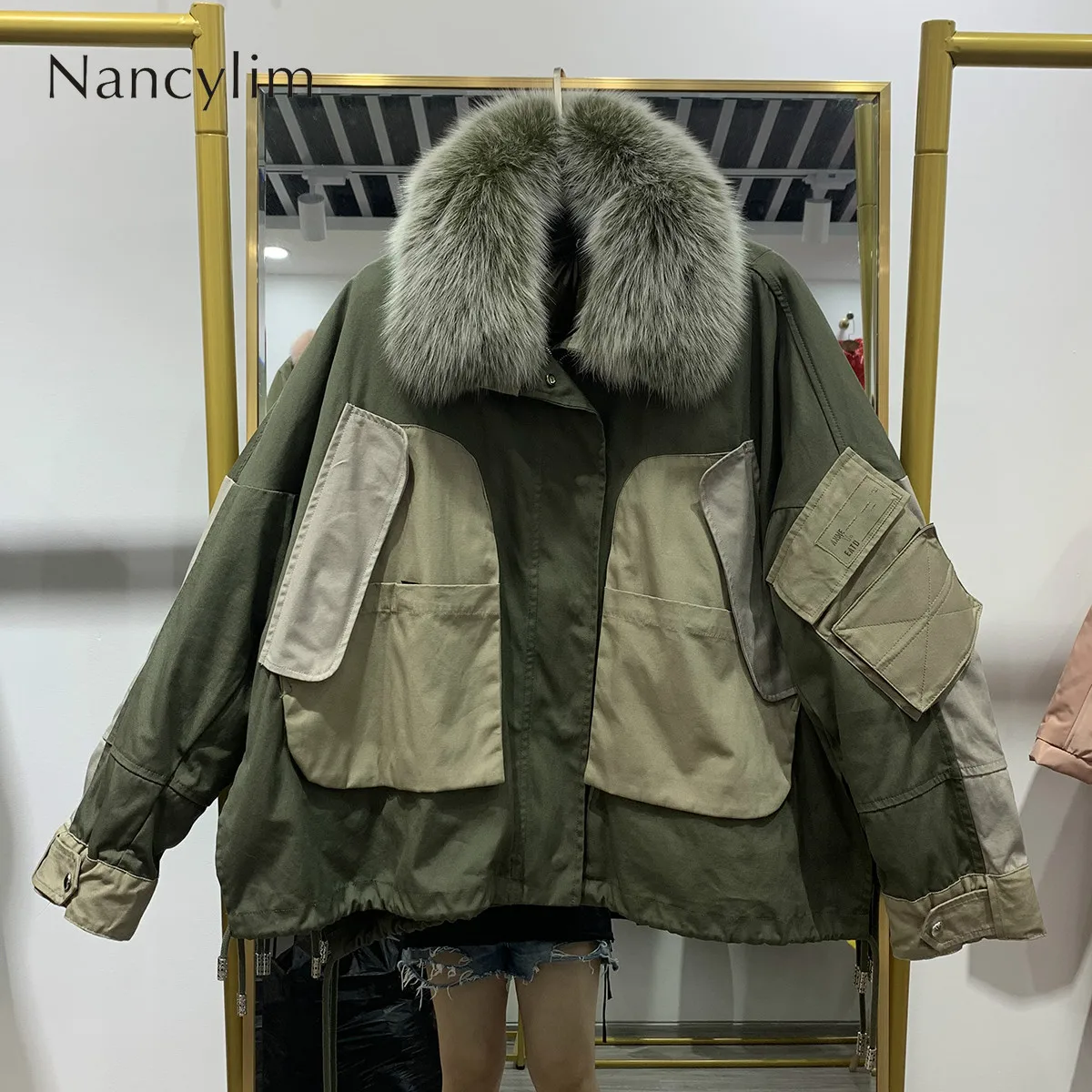 

Real Fox Fur Collar Duck Down Winter Coat Jacket Women Removable Down Parka Oversized Coats Overcoat Female Street Waterproof