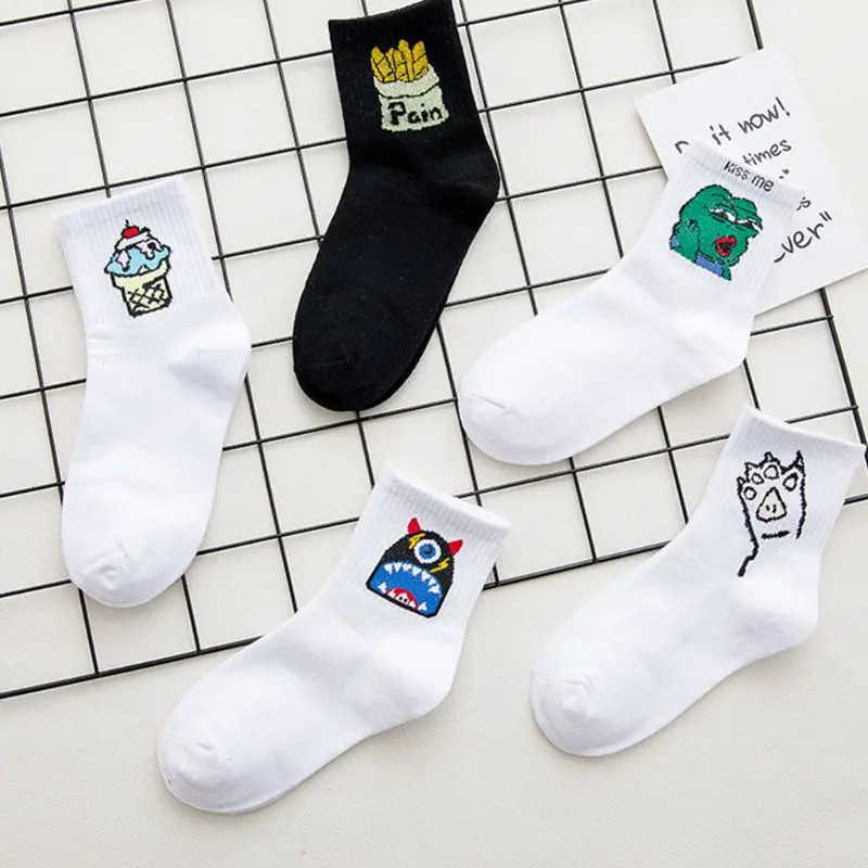 5 пар Харадзюку, женские носки для девочек, хлопковые носки с героями мультфильмов, Осень-зима, унисекс