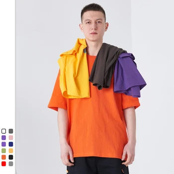 

Fashion Men's Clothing 2020 New Solid Color Short Sleeve T-shirts Men Oversize T Shirts Cotton Drop Shoulder Mens Graphic Tshirt