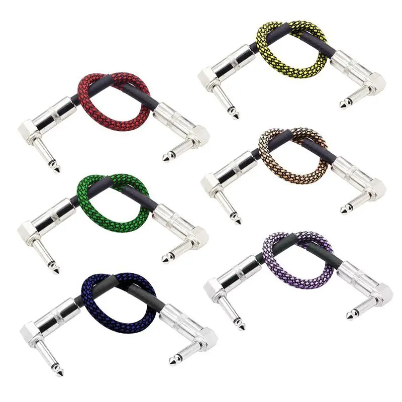 

Guitar Patch Cable with 1/4 inch Right Angle Plugs 6 Colors,Tweed Woven Jacket,1 Feet/0.3Meter,6 Pack