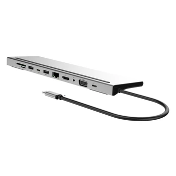 

11 in 1 USB Splitter Multi 11 Ports Type C HUB to 3.0 USB HDMI RJ45 USB HUB VGA for