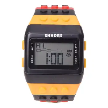

Rainbow Rubber LCD Digital Alarm Men's Ladies Black Case Sport Watch LED096