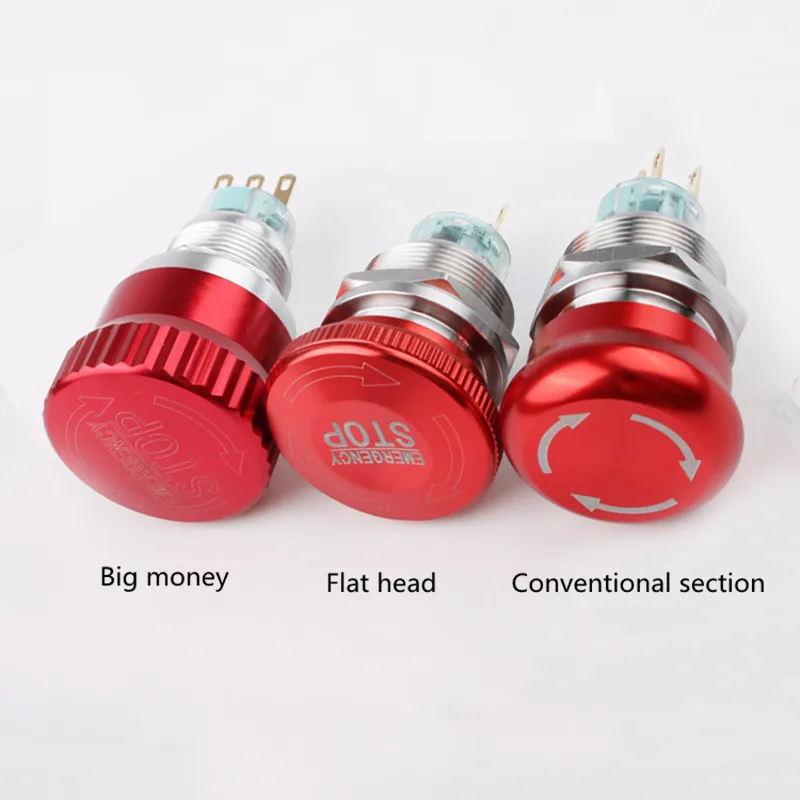 

16mm 2NO 2NC Waterproof Metal Latching Emergency STOP Mushroom Push Button Switch Button Switch Knob Rotary Switch