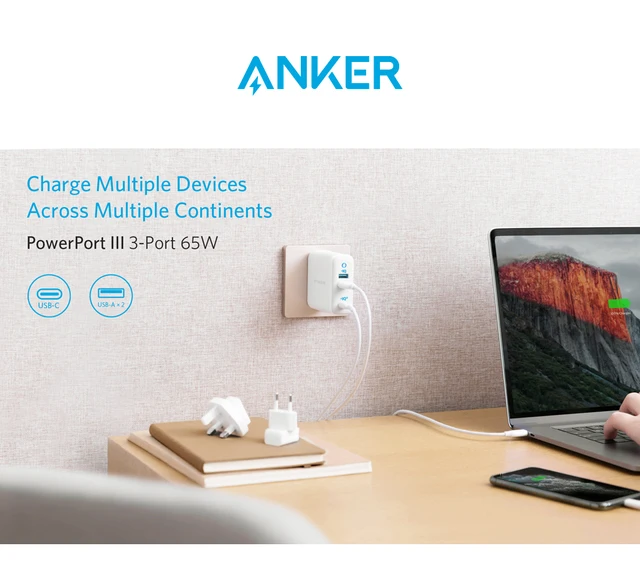Cargador USB C, adaptador de cargador rápido Anker 30W PIQ 3.0 USB-C,  cargador compacto PowerPort III Mini para iPad/iPad Mini, para iPhone 14/14