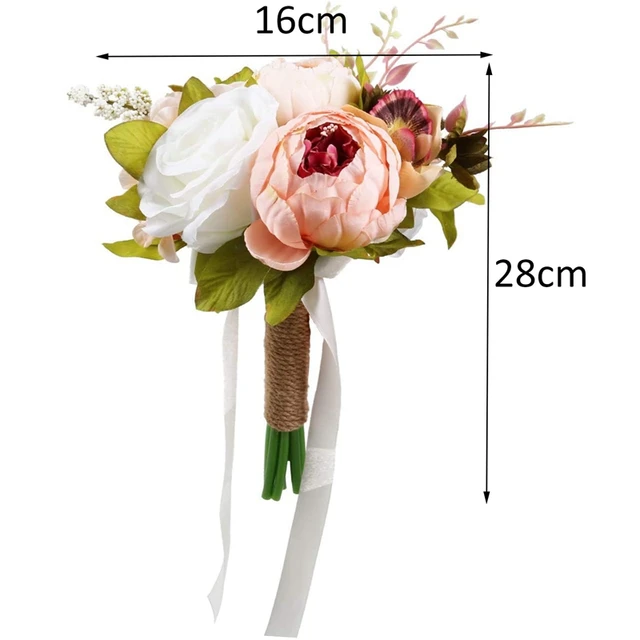 Wedding Bridal Bouquet Artificial Peony and Rose Silk Flower Wedding Bouquets for Bride Bridesmaid, Toss Bouquet 2
