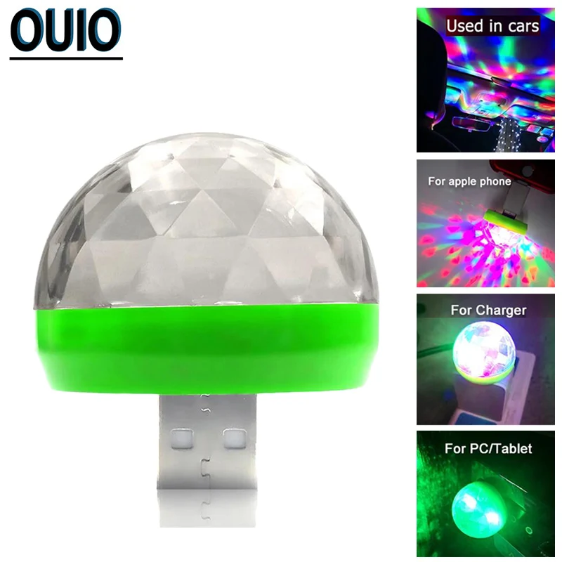 

Colorful LED Decorate Lamp Car USB Atmosphere Light Music Sound DJ RGB Mini Light for Festival Party USB-C Phone Emergency Light
