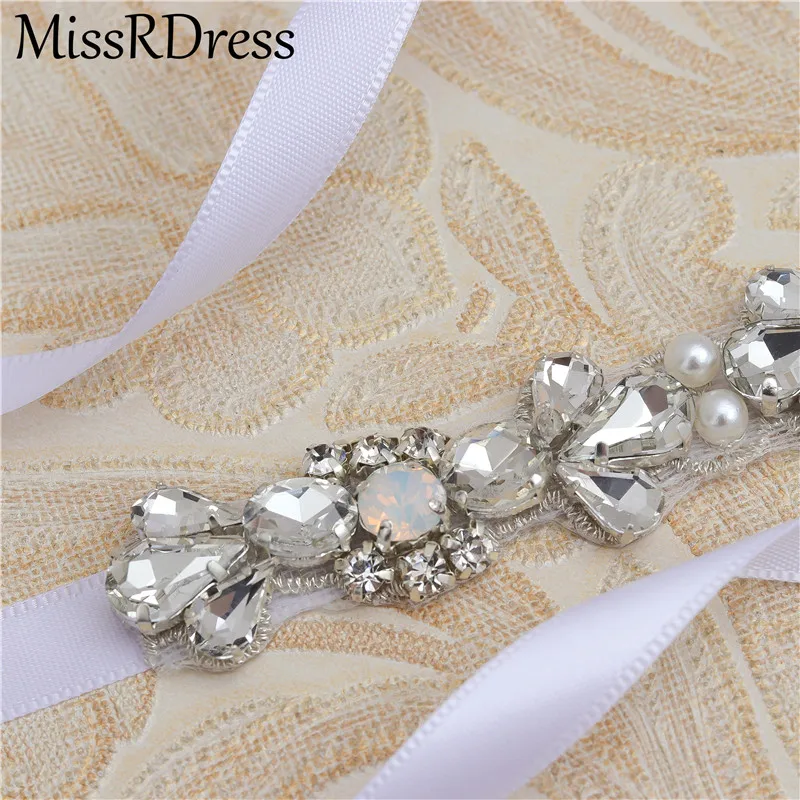 MissRDress Opals пояс невесты Серебряный Кристалл тонкий ремешок для свадебного платья стразы свадебный пояс для платье на выпускной JK977