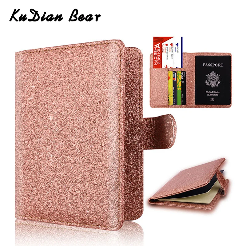 

KUDIAN BEAR Travel Passport Cover Women Travel Wallet Rifid Card Holder Fashion Hsap Passport Holder Porte Carte BIH056 PM49