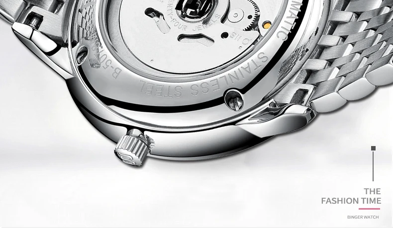 Мужские механические часы с автоматическим перемещением от ведущего бренда t BINGER, Роскошные мужские часы relogio masculino, ремешок из нержавеющей стали с серым зеркалом