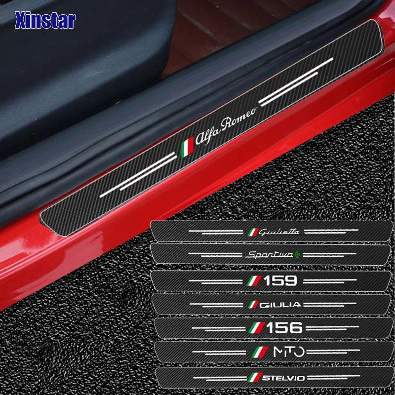 

4pcs Carbon Fiber Car Door Sticker For Alfa Romeo Giulia Giulietta 159 156 MITO Stelvio 147 Sportiva Auto Accessories