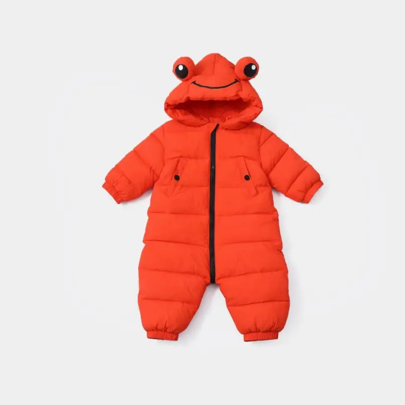 Детские комбинезоны; зимняя одежда для девочек и мальчиков с рисунком лягушки; Милые Джемперы для малышей; одежда для малышей; Осенняя теплая куртка с хлопковой подкладкой; пальто для малышей - Цвет: orange