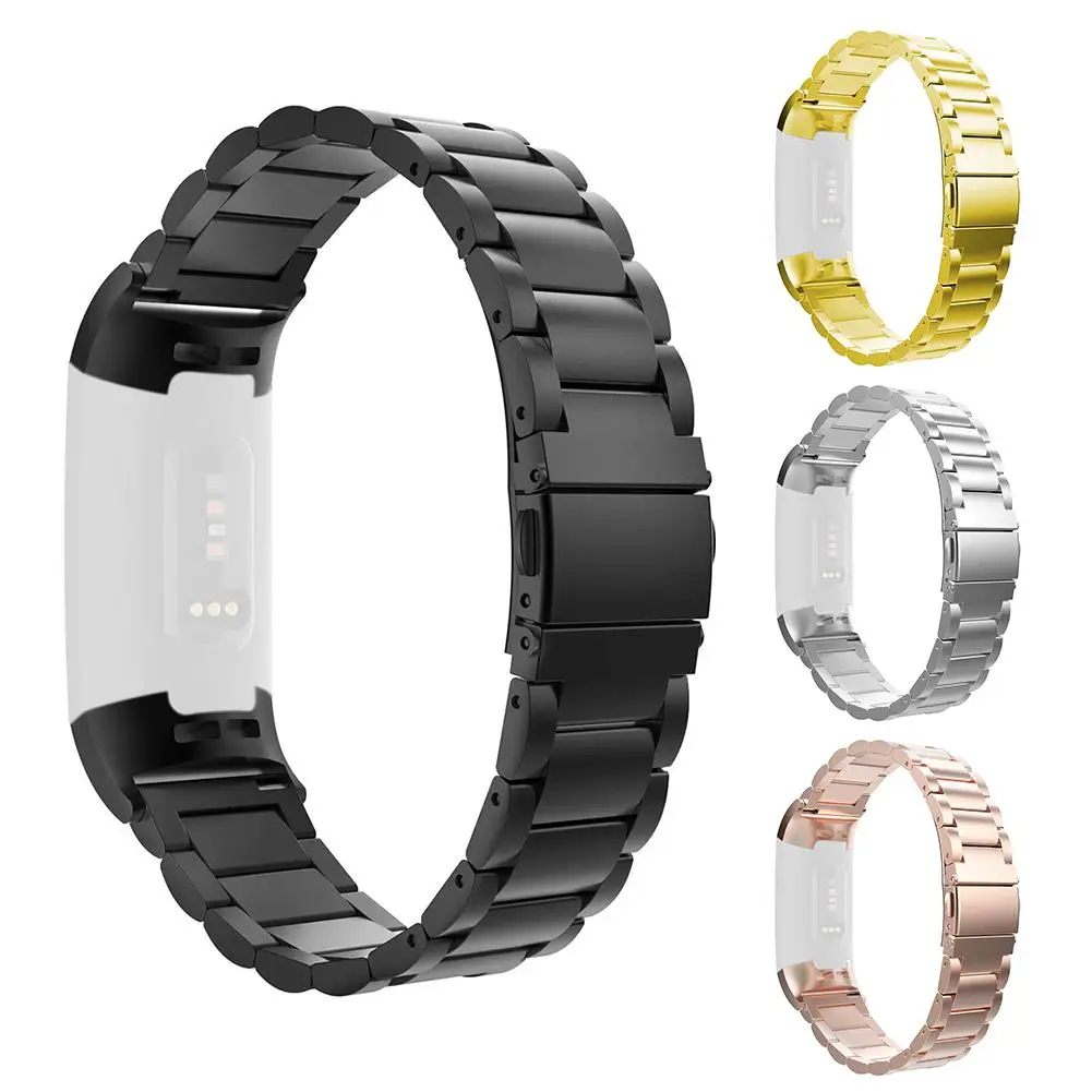 

Replacement Watch Strap For Fitbit Charge 2/3 Smart Bracelet Stainless Steel Metal Watch Bands Butterfly Buckle Adjustable Bands