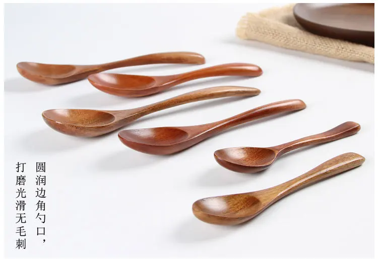 Customizable Logo Lettering Solid Wood Spoon Japanese Style feng mi shao Ladel Multi-Specification Coffee Spoon Wooden Tableware