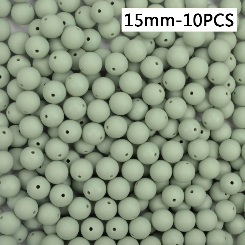 15mm-10PCS Силиконовые бусы 9/12/15 мм Детские Прорезыватель для зубов круглый Прорезывания Зубов Силиконовые Бусины Perle силиконовый зубного прикуса станет заметно Прорезывания Зубов Бусины для изготовления ювелирных изделий - Цвет: 15mm-10PCS