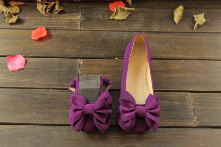 Womens shoes spring and summer new beef tendon sole shoes female bow sweet shallow mouth leopard large size woman shoes Oxford - Цвет: purple