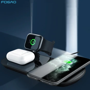 

FDGAO 3 in 1 Qi Wireless Charger for Apple Watch 5 4 3 2 10W Fast Charging Dock For Airpods Pro iPhone 11 XS XR X 8 Samsung S20