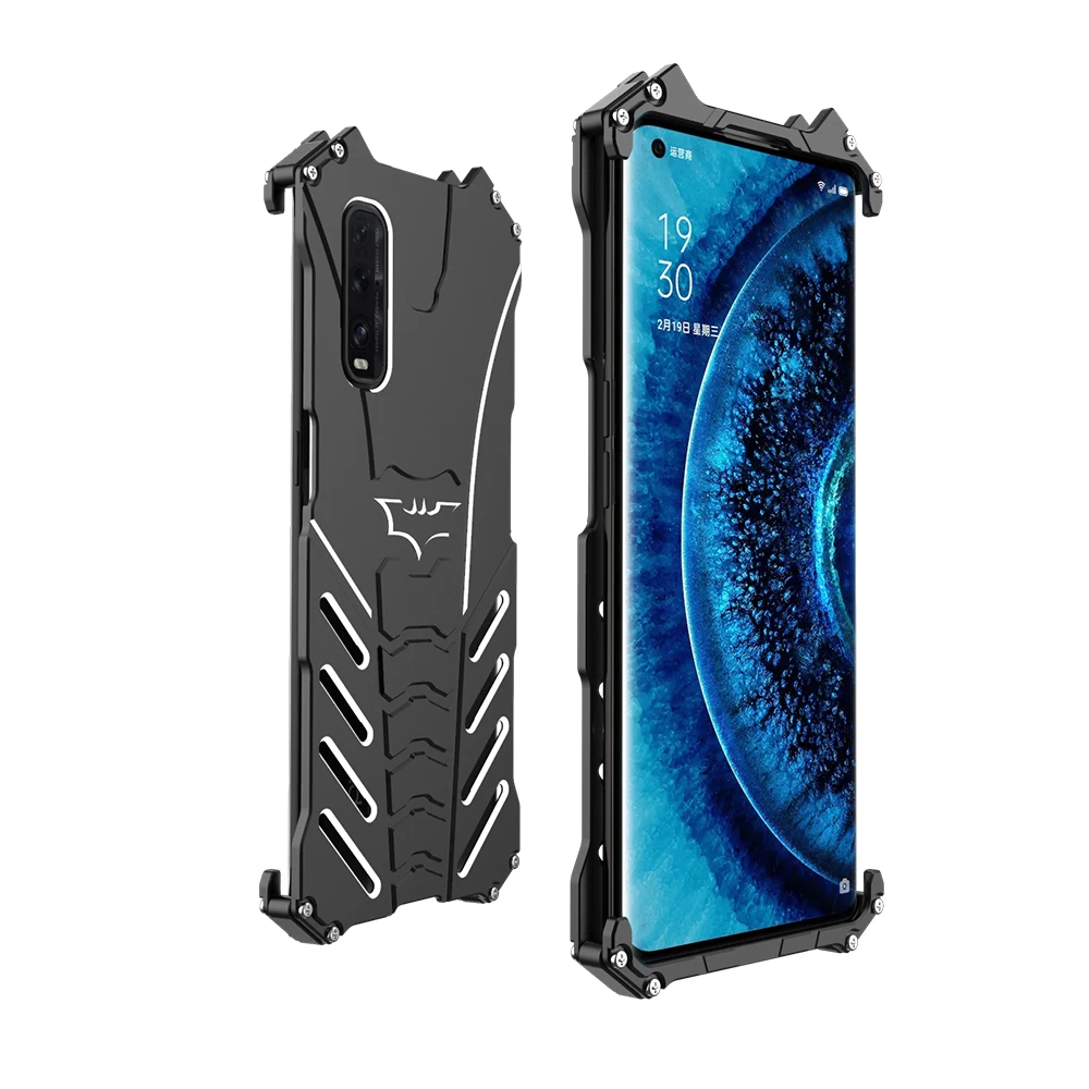 

R-just Protect Phone Case For Oppo Find X2 Metal Aluminum Shockproof Dropproof Cover For Find X2 Pro Armor Anti-knock Cases