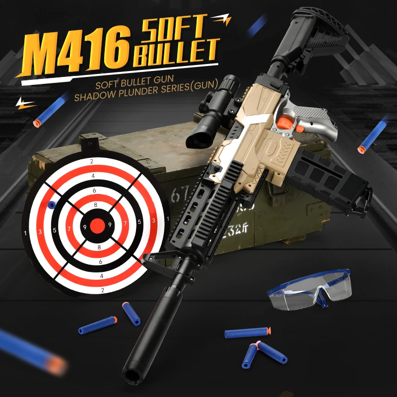 2022 New Model Soft Bullet Toy Gun Simulation M416 Air Shooting Game For Kids High ABS Plastic Quality Factory Wholesale | Игрушки и