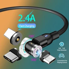1m/0.5m 540 graus de rotação cabo magnético micro usb tipo c carregador de carregamento rápido ímã do telefone para samsung xiaomi lg kable