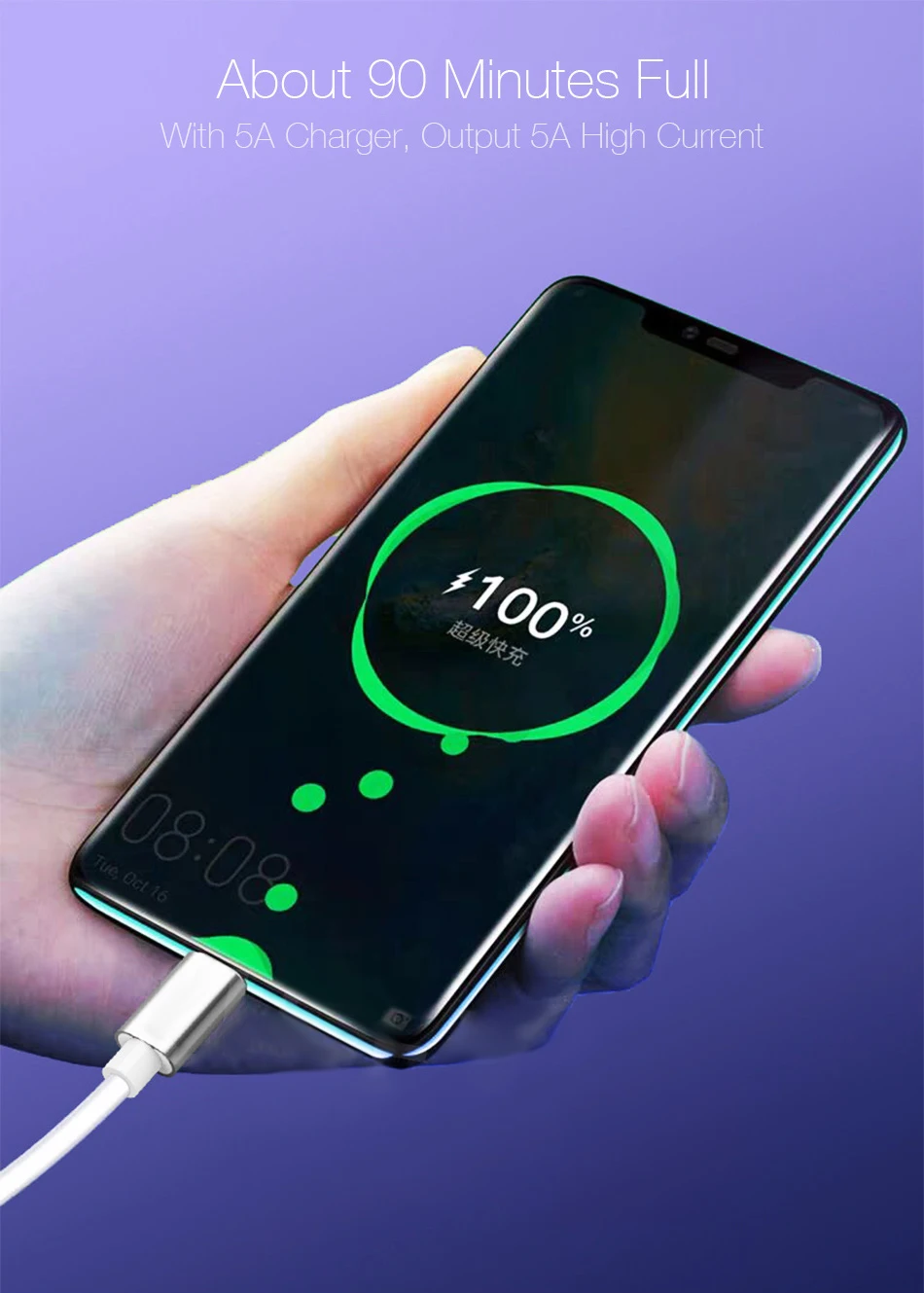 5А супер быстрый USB C кабель для huawei P30 P20 Lite Xiaomi Mi 9 Быстрая зарядка 3,0 usb type C зарядный кабель для samsung S8 S10 S9