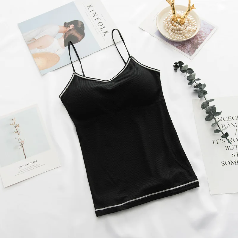 Женский летний Топик с открытыми плечами, тонкий сексуальный топ на бретелях, женский топ на бретелях с подкладкой, топ на бретельках Rk