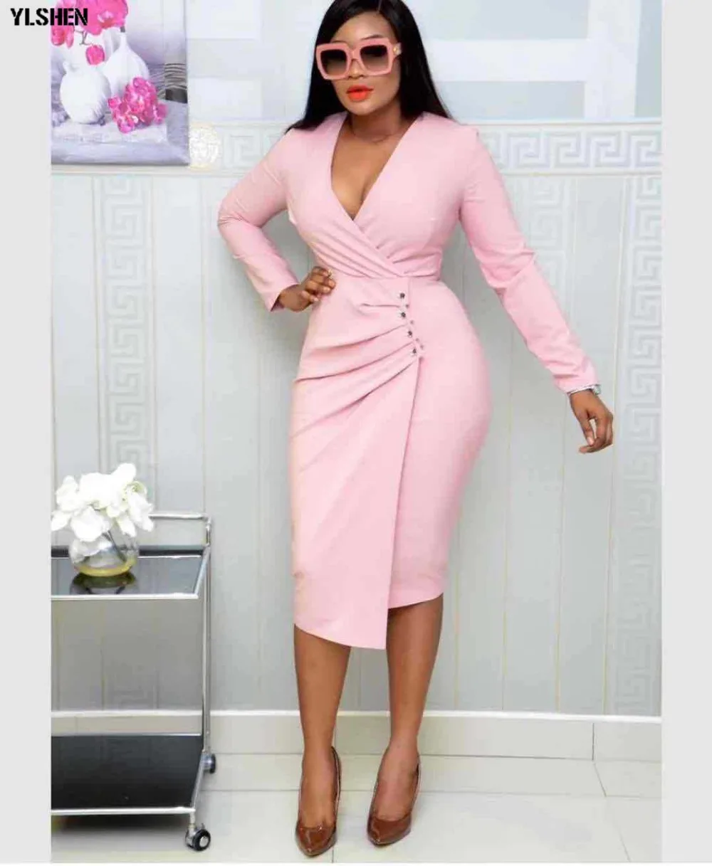 Sexy Africa Dress African Dresses for Women Dashiki Office Elegant Blue Pink African Clothes Bazin Rich Irregular Ankara Dresses 02