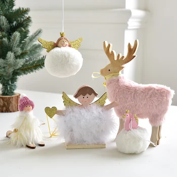 

Christmas Elderly Doll Elk Sleigh Desktop Decoration INS Girl Heart Pink Angel Swan Decoration Small Pendant