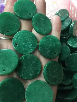 

10pcs 20mm green jade pendant -earrings-coin-disc roundel charm