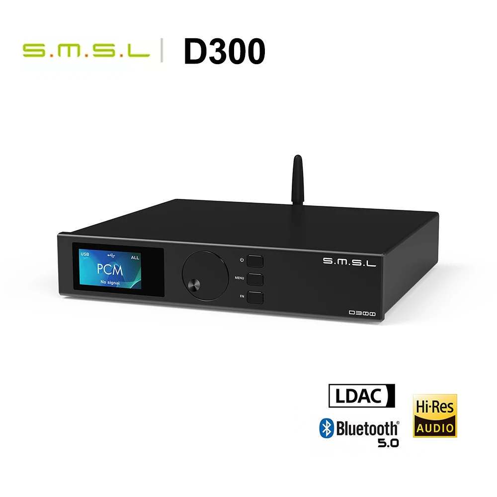 SMSL D300 Bluetooth 5.0 Decoder DAC ROHM BD34301EKV chip XMOS DSD512 PCM768KHZ LDAC Decoder with Remote Control XLR/RCA Output 1