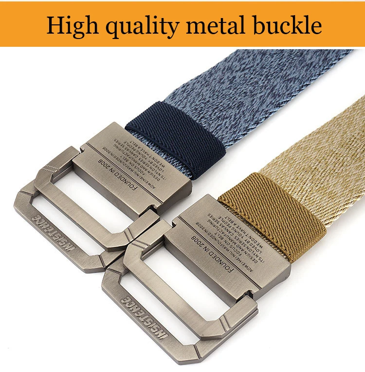 BOKADIAO холщовый ремень роскошный двойной кольцевой металлический пояс на пряжке джинсы ремни для мужчин Нейлоновые военные армейские