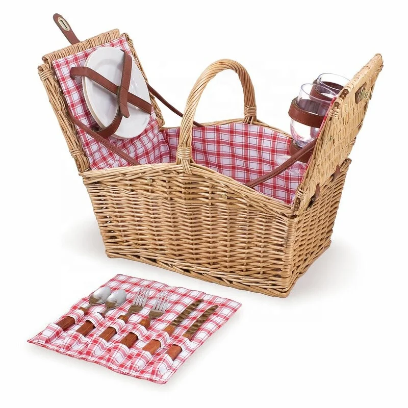 

Rattan Woven Storage Basket / Wicker Picnic Basket for 2-3 persons